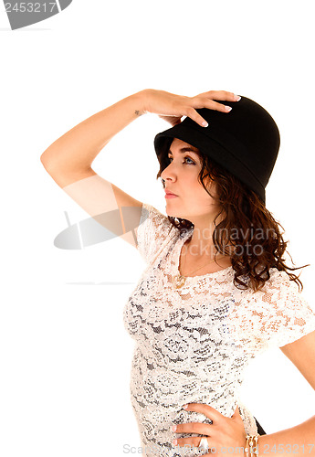 Image of Pretty girl with hat.