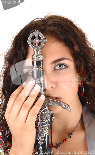 Image of Girl with sword for face.