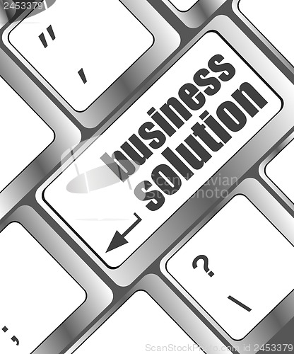 Image of Computer keyboard with business solution key. business concept