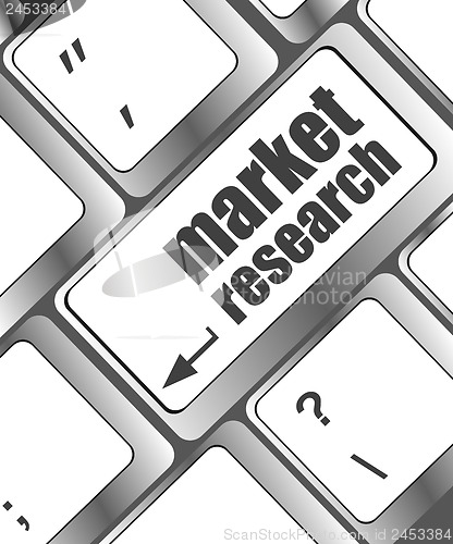 Image of market research word button on keyboard