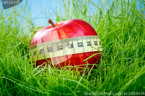 Image of apple and measuring tape