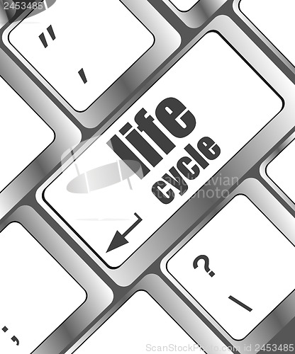 Image of life cycle on laptop keyboard key