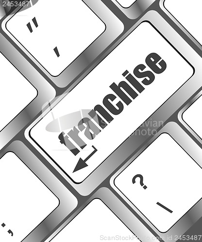 Image of A keyboard with a key reading franchise - business concept