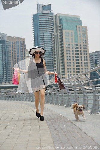 Image of beautiful woman goes in shopping