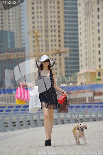 Image of beautiful woman goes in shopping