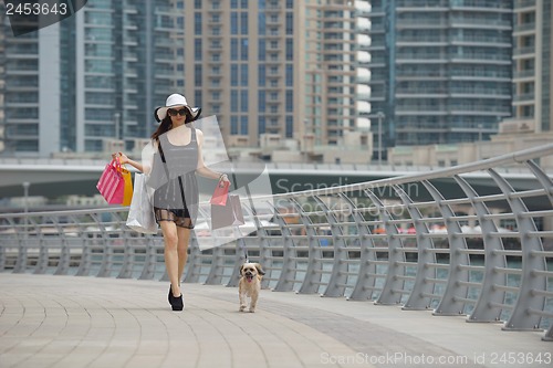 Image of beautiful woman goes in shopping