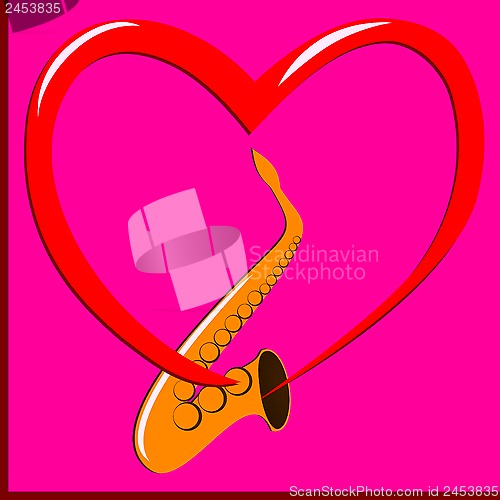 Image of Red heart and Saxophone