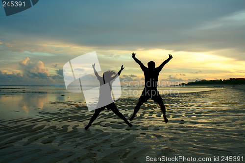 Image of Happy jumping people