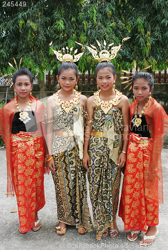 Image of Thai girls in traditional clothing during in a parade, Phuket, T