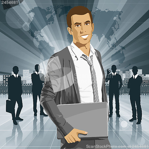 Image of Vector Businessman With Laptop