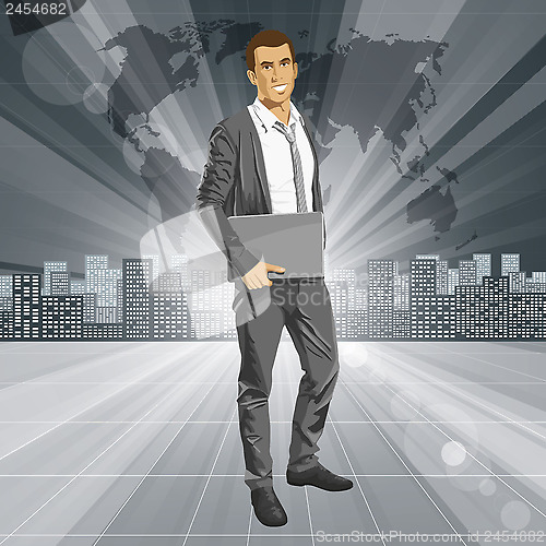 Image of Vector Businessman With Laptop