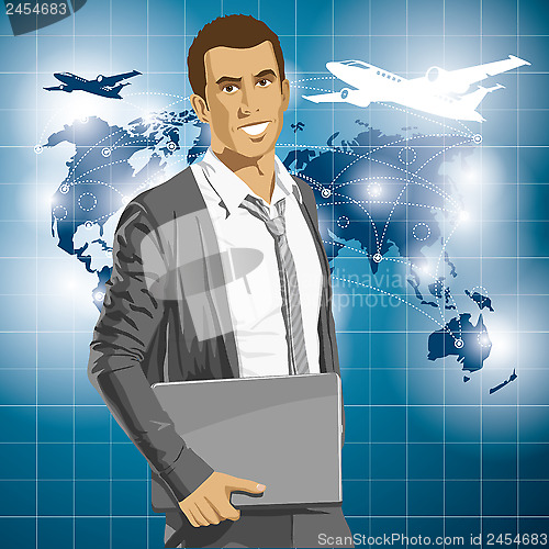 Image of Vector Businessman With Laptop