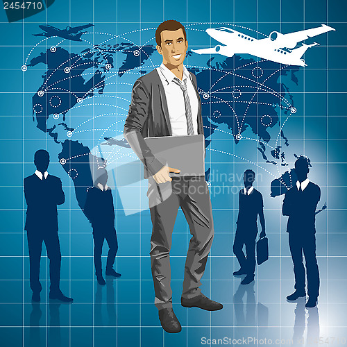 Image of Vector Businessman With Laptop