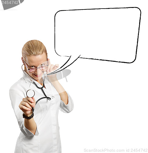 Image of young doctor woman with stethoscope