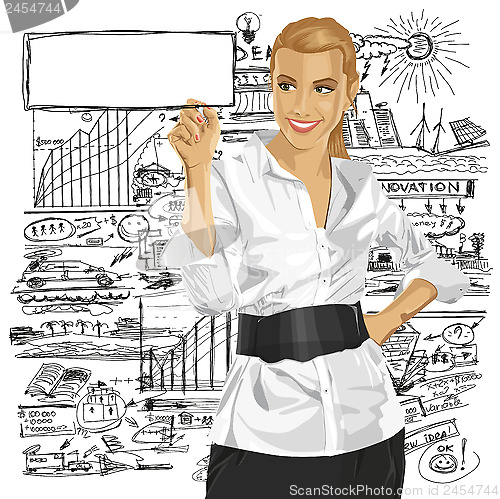 Image of Vector Business Woman Writing Something