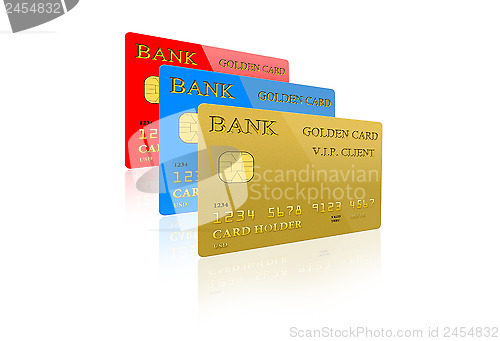 Image of three credit card isolated on white background