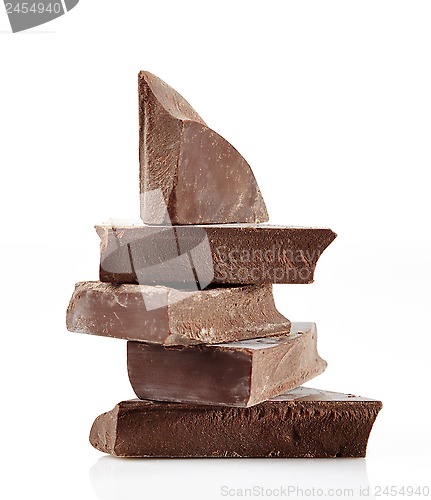 Image of Chocolate pieces on a white background