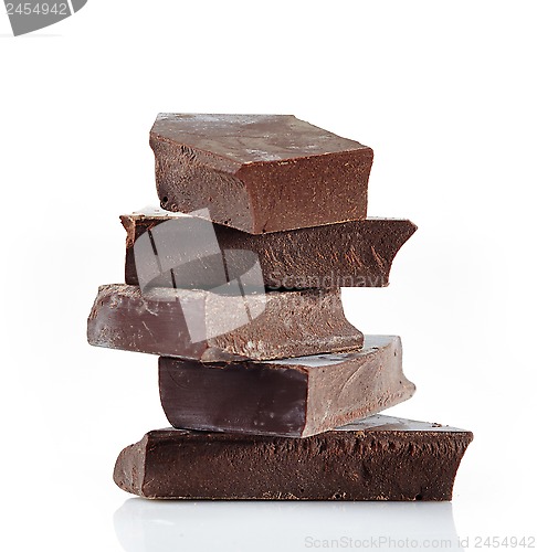 Image of Chocolate pieces on a white background