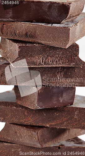 Image of Chocolate pieces on a white background