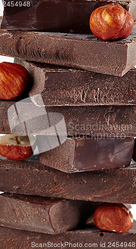 Image of Chocolate pieces on a white background