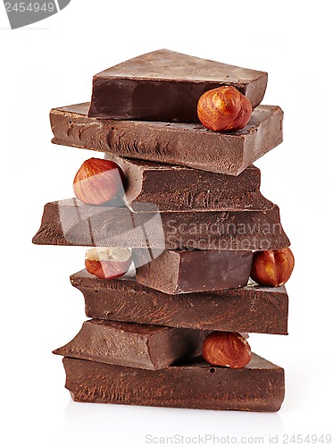 Image of Chocolate pieces on a white background