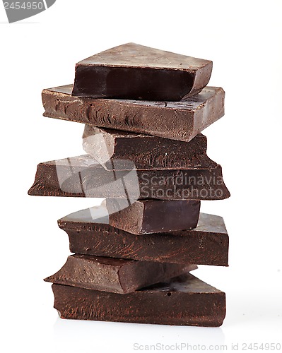 Image of Chocolate pieces on a white background