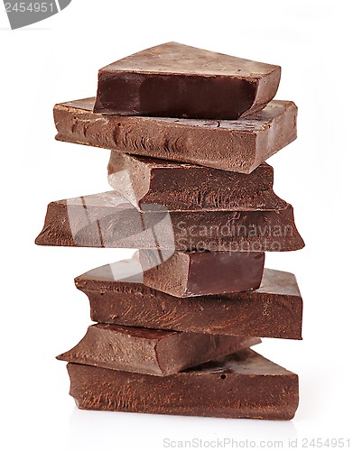 Image of Chocolate pieces on a white background