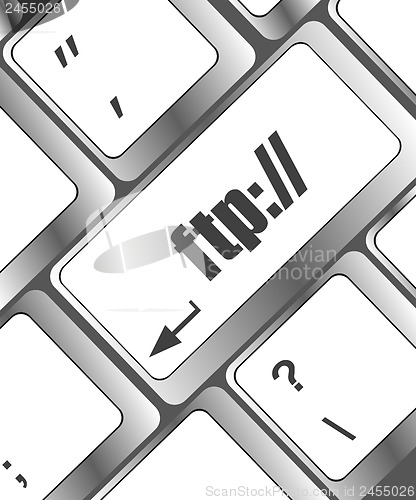 Image of Computer keyboard with ftp key, technology background