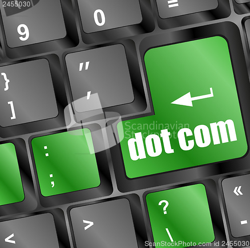 Image of dot com button on computer keyboard key