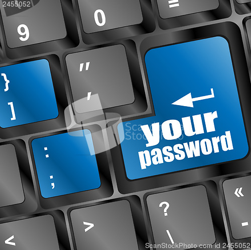 Image of your password button on keyboard - security concept