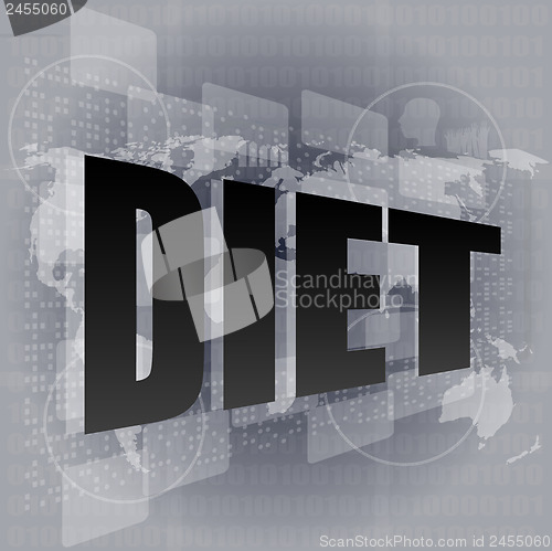 Image of diet word on digital touch screen