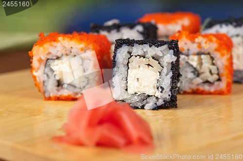 Image of tobico sushi rolls