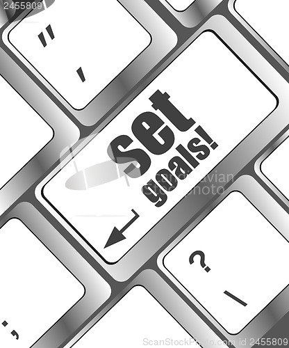 Image of set goals button on keyboard - business concept