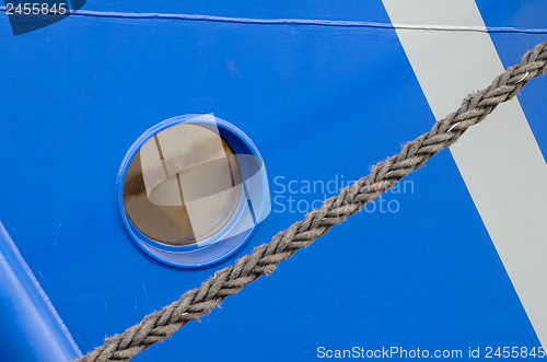 Image of A window of the ship, a close up