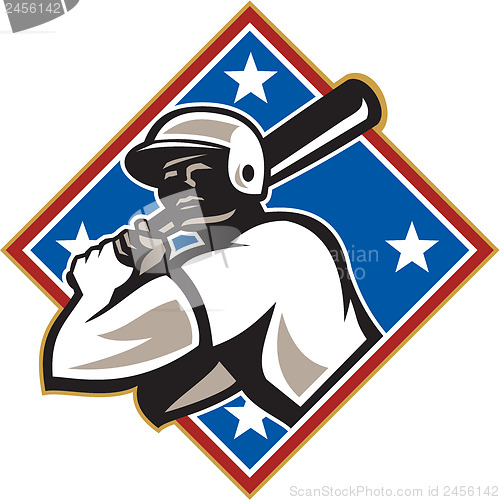 Image of Baseball Hitter Bat Diamond Retro