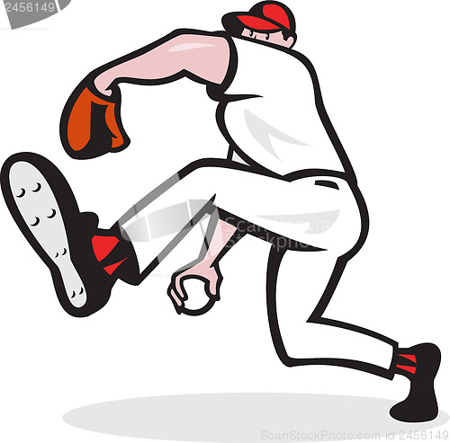 Image of Baseball Pitcher Throwing Ball Cartoon