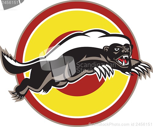Image of Honey Badger Mascot Leaping Circle