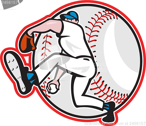 Image of Baseball Pitcher Throw Ball Cartoon