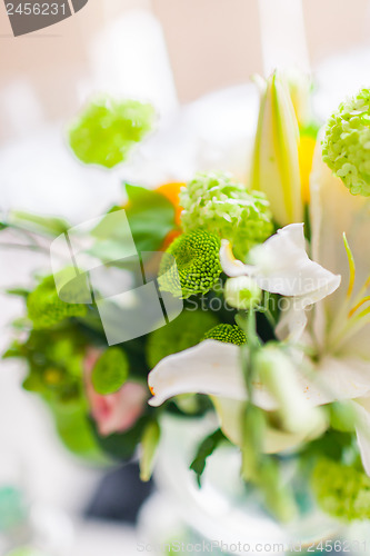 Image of decoration with flowers and fruit