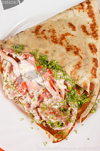 Image of pancakes with ham