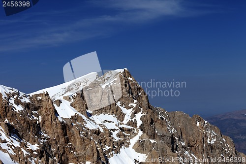 Image of Top of snowy mountain in nice day