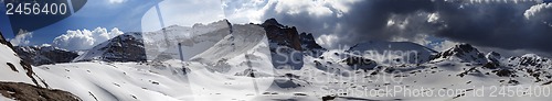 Image of Panorama of snowy winter mountains
