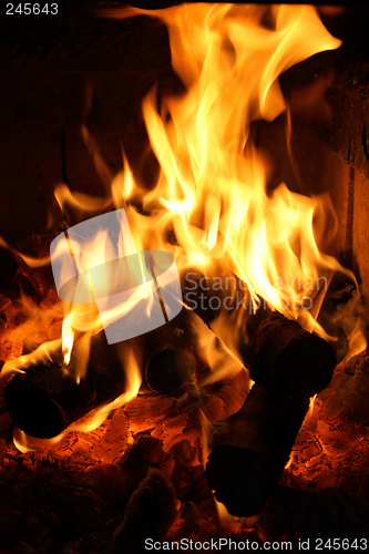 Image of Flames dancing in fireplace