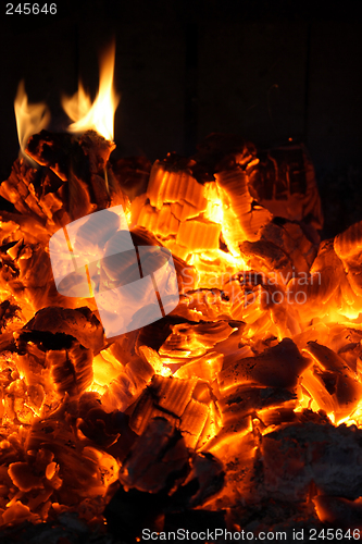 Image of Glowing coals in the fireplace