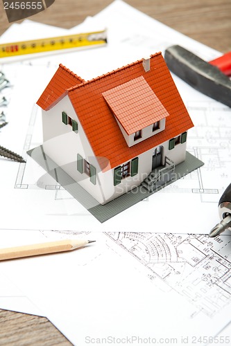Image of Scale model of house with tools