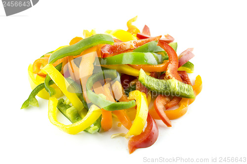 Image of sliced of colorful sweet bell pepper
