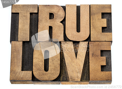 Image of true love in wood type