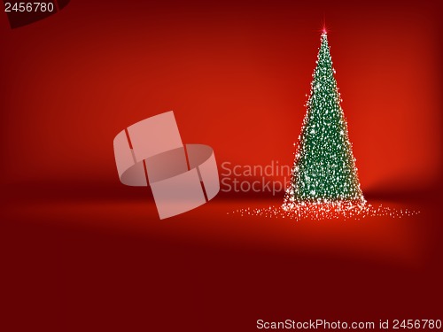 Image of Abstract green christmas tree on red. EPS 10