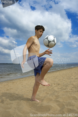 Image of summer soccer on the beach
