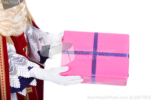 Image of Sinterklaas is giving a present